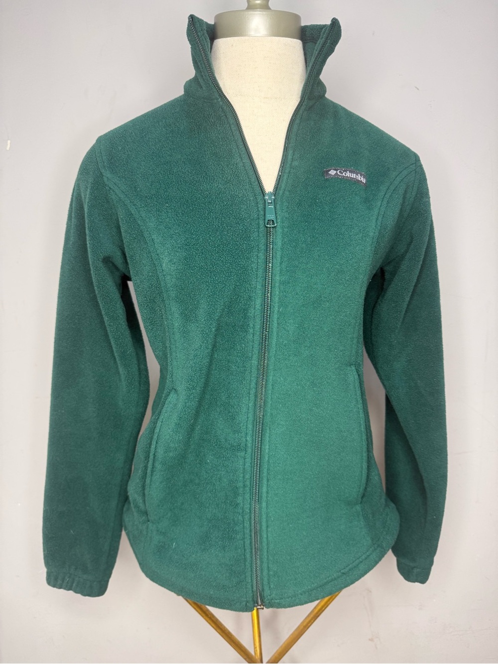 Columbia Women's Dark Green Full-Zip Teddy Fleece Jacket